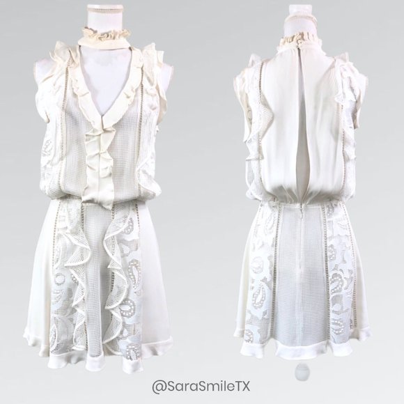 Alexis Dresses & Skirts - {ALEXIS} White Ruffle Lace Trim Choker Mini Dress